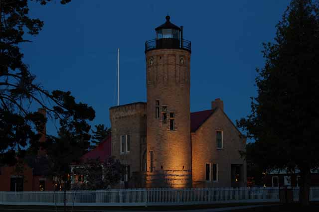 Old Mackinac Point Lighthouse at night